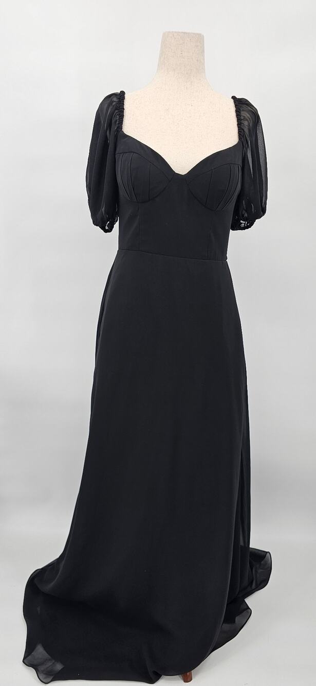 Barbie™  AZAZIE Women's A4 Black A-Line Pleated Chiffon Bridesmaid Dress 1003